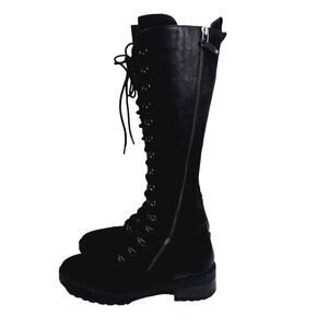 Vintage Foundry Henrietta Knee Combat Boots Chunky 9 Leather Lace Up Victorian